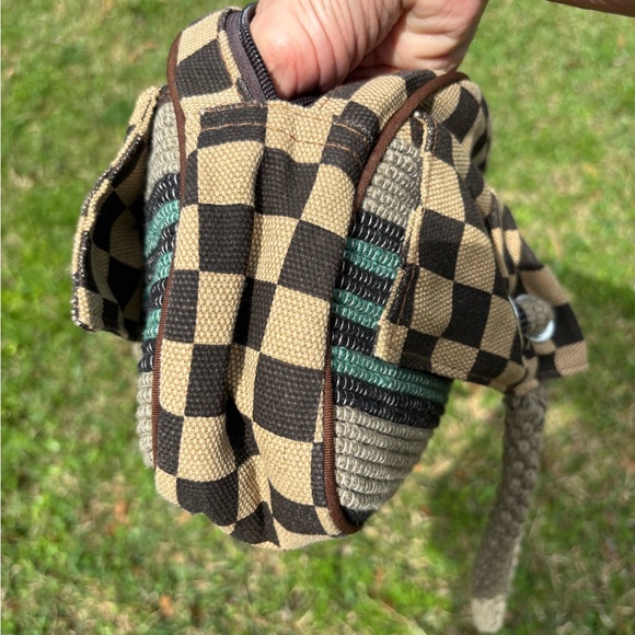Stylish Brown and Green Checkered Handbag by Lily Excellent Condition - Picture 10 of 11